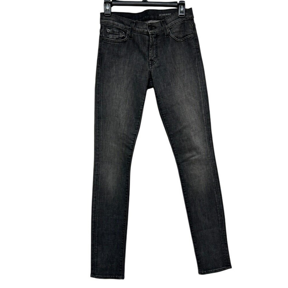 7 For All Mankind Women's Black Sequined Pocket Roxanne Skinny Jeans Size 28 - Picture 3 of 11